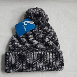 Columbia Bundle Up Beanie Knit Hat Fleece Lined Pom Pom Adult One Size Black